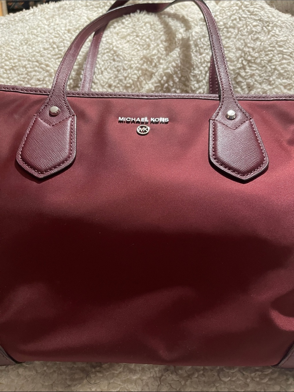 Michael Kors Wine Red Tote with Silver Logo